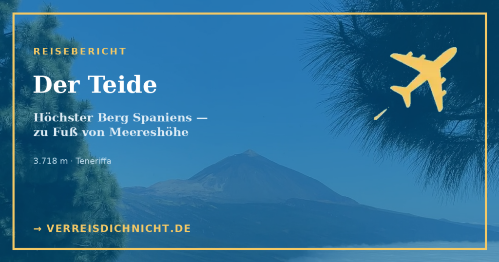Teide Gipfel Wanderung – Blick auf den Vulkan Teide auf Teneriffa mit Palmenzweigen im Vordergrund